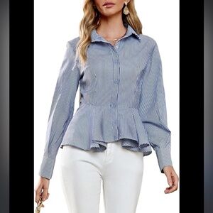 Passport Blue Striped Women's Top